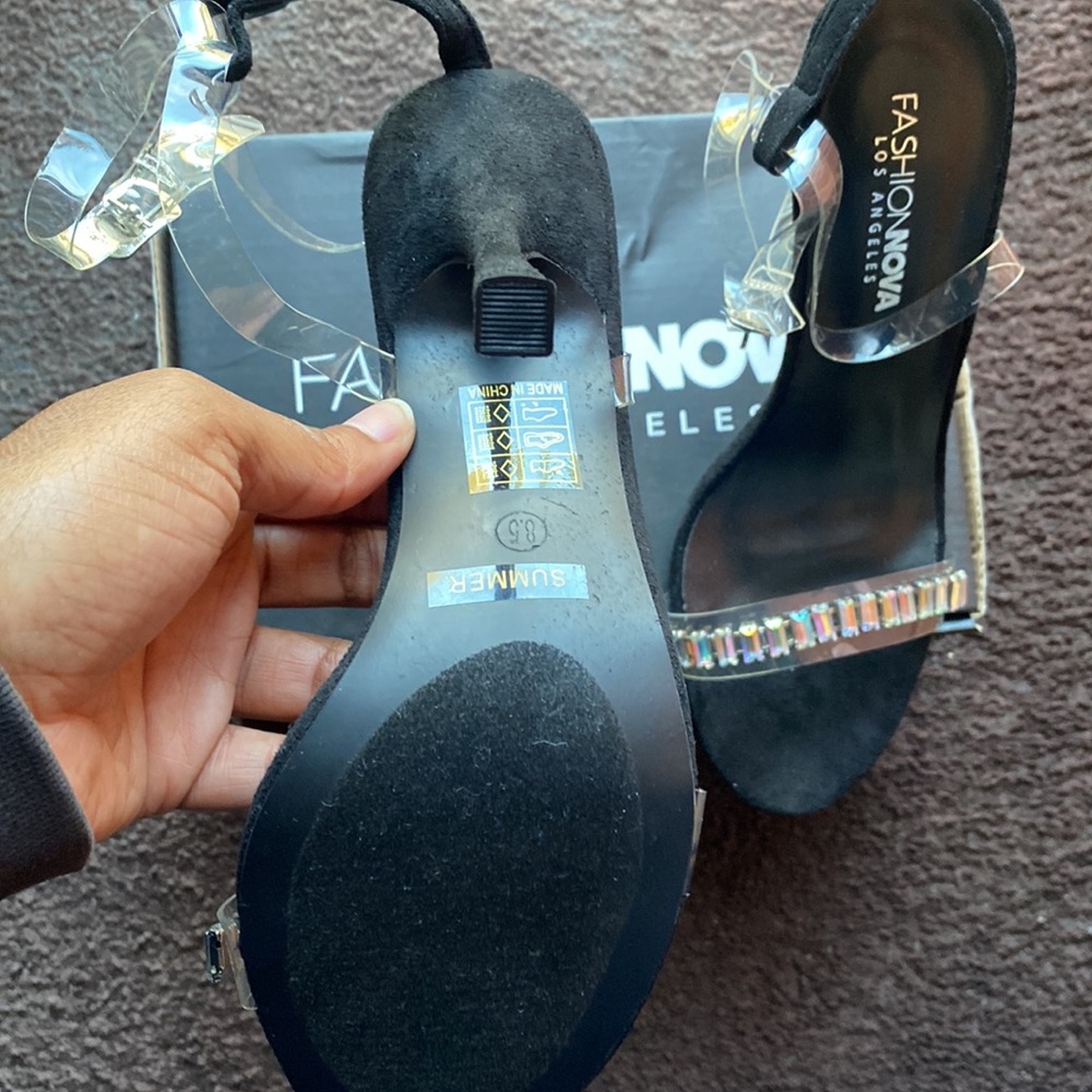 Black heels with rhinestones